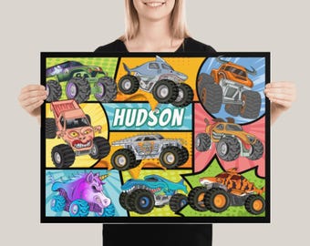 Custom Monster Truck Poster: Boys Room Decor, Birthday Party Backdrop