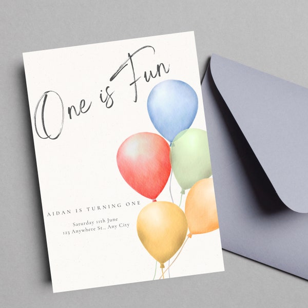 One is Fun - First Birthday Invitation