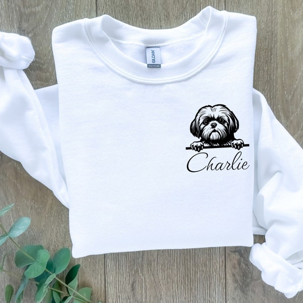 CUSTOM SHIH TZU Sweatshirt, ShihTzu Mom Sweatshirt, Cute Personalized Shih Tzu Name Sweatshirt, Shih Tzu Dog Mom Sweatshirt, Custom ShihTzu