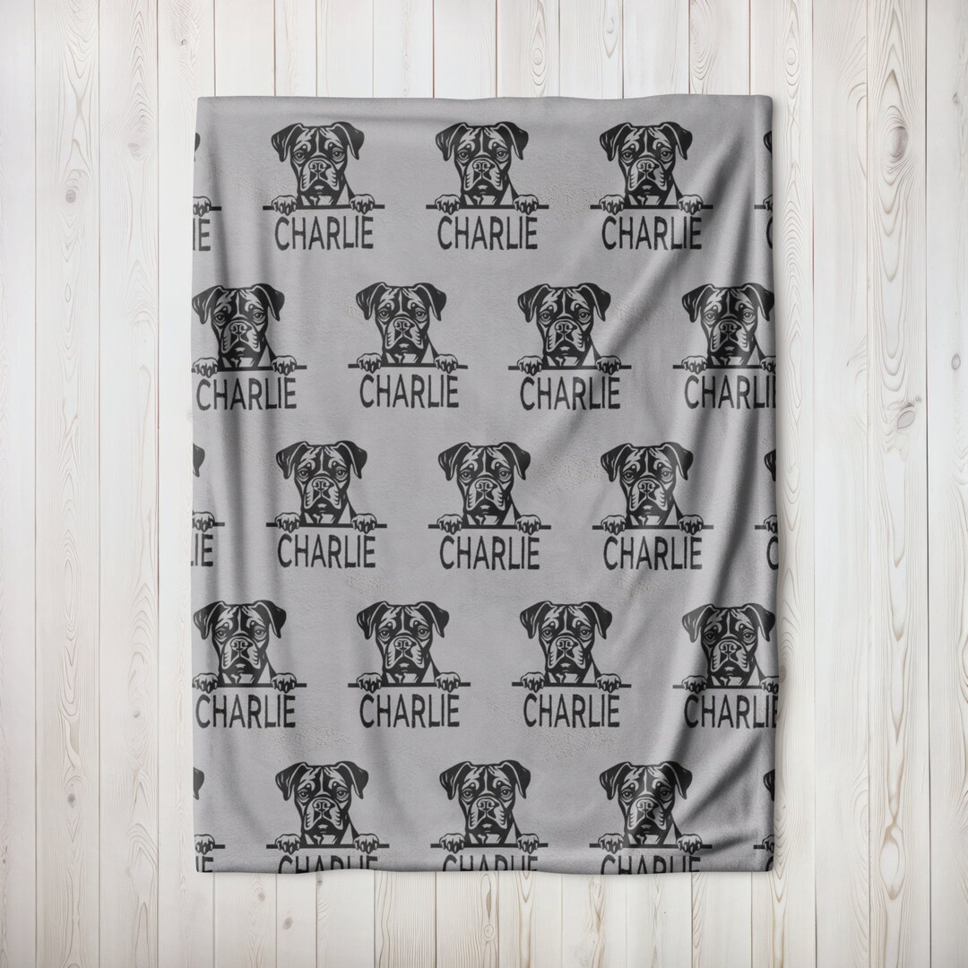 Paw Print Blanket, CUSTOM DOG BLANKET, Personalized Boxer Name Blanket