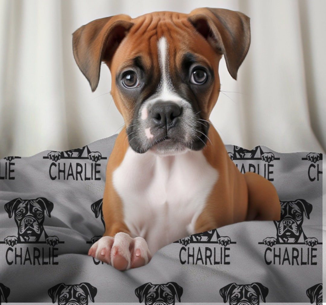 CUSTOM DOG BLANKET, Personalized Boxer Name Blanket, Custom Boxer