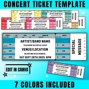 Editable Concert Ticket, Canva Template, DIY Ticket, Instant Access