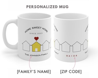 Personalized Housewarming Mug: Custom Home Sweet Home Gift