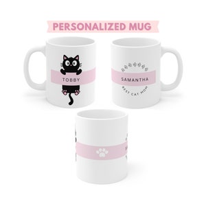 Custom Cat Mug / Personalized Cat Mug with Name / Custom Pet Mug / Cat Mom Mug / Cat Lover Gift / Gift for Cat Lovers / Cat Pink Coffee Mug
