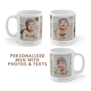Personalized Photos Mug / Custom Photo Collage With Text Mug For Gift / Personalized Gifts