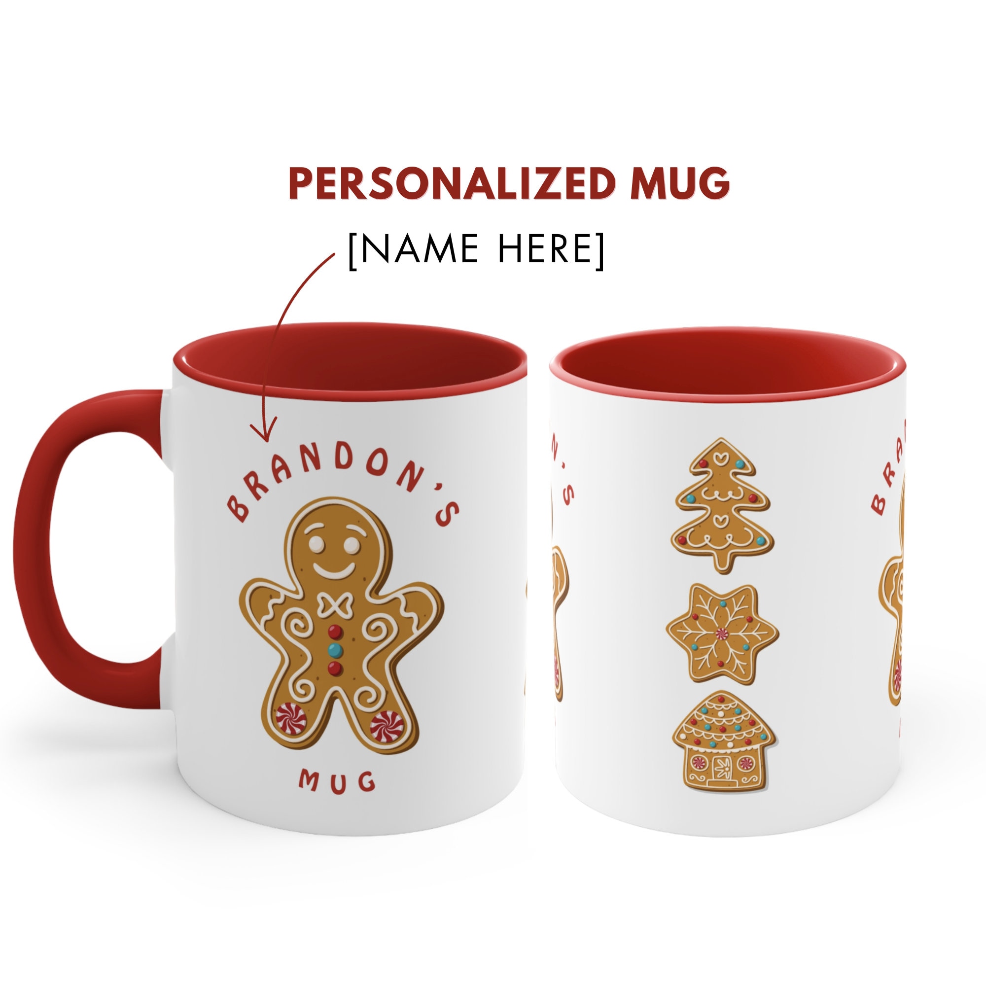 Custom Gingerbread Mug / Personalized Gingerbread Boy Mug / Gingerbread Lover / Holiday Mug for Kids / Christmas Gifts for Kids / Accent Mug