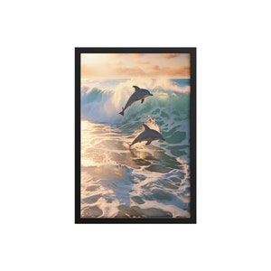 Dolphin Wall Art Framed /  Wall Art Dolphins / Dolphin Bedroom Art /  Beach House Art /  Beach Home Art /  Framed Dolphin Wall Art