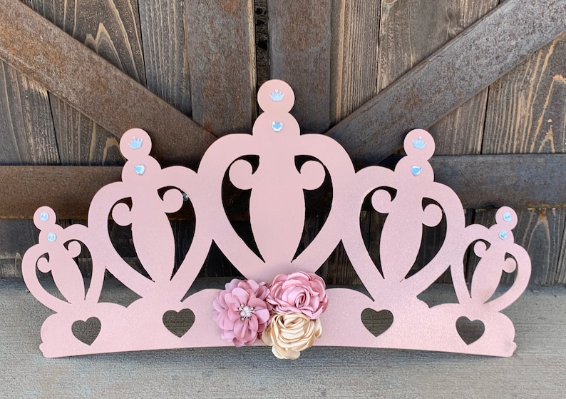 Crown Canopy Wall Decor, Crown Nursery Pink Floral Princess Wall Decor ...