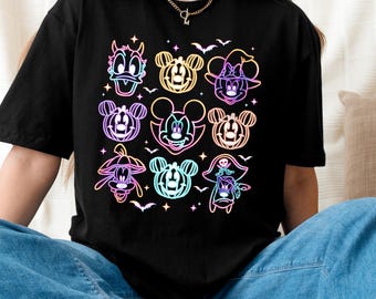 Neon Spooky Mickey And Friends Halloween Shirts, Mickey's Not So Scary Shirt, Disney Trip Halloween 2025, Halloween Shirts, Kids Halloween
