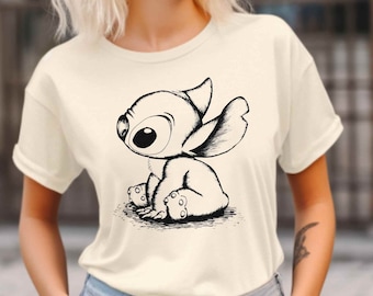 Disney Stitch Sketch Portrait Shirt, Cute Lilo and Stitch Shirt, Disney Matching Shirt, Disneyland Family Shirts, Disney World Trip Shirt