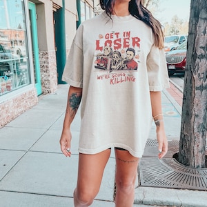 Maglietta Donna Vintage 'Get In Loser' – Horror Movies It, Freddy Krueger, Michael Myers, Taglia XXL - 4