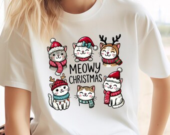Meowy Christmas Cat Shirt, Merry Christmas Cat Shirt, Merry Christmas T-shirt, Cat Lover Shirt, Christmas Gift