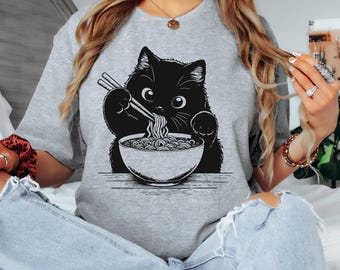 Noodle Cat Shirt, Ramen Cat Shirt, Cat Mom Shirt, Cat Tee, Cat Lover Shirt, Animal Lover Tee, Cat Lovers Tee, Gift for Mom