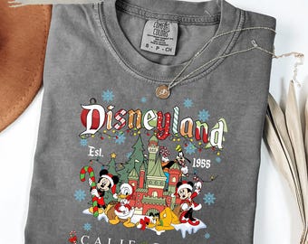 Comfort Colors® Disneyland Est. 1955 California Christmas Shirt, Mickey and Friends Xmas Shirt, Disney Christmas Trip Tee