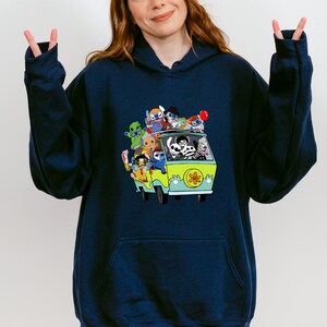 Sudadera de Stitch para Halloween, sudadera con capucha de Stitch con personajes de películas de terror, sudadera con Stitch Get In Loser, sudadera de fiesta de Halloween imagen 7