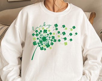 St Patricks Day Dandelion Shirt, Saint Shamrock Irish Sweatshirt, Shamrock Hoodie, Clover Shirt, Irish Day Shirt, Patrick Day Lucky Shirt