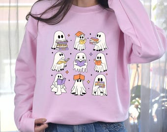 Bookish Ghost Sweatshirt, Book Reader Halloween Gift, Book Ghosts Hoodie, Halloween Shirt, Book Ghosts Shirt, Book Reader Gift for Halloween