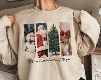 Cute Christmas Sweatshirt, Retro Christmas Sweater, Santa Claus Shirt, Merry Christmas Shirt, Christmas Crewneck, Holiday Sweater, Xmas Tee