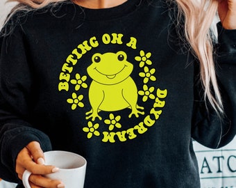 Betting on a Daydream Frog Toad Cute Inspirational Cute Natural Sweatshirt Baby Sweatshirt Bodysuit Sweatshirt Kids T-shirt Shower Gift