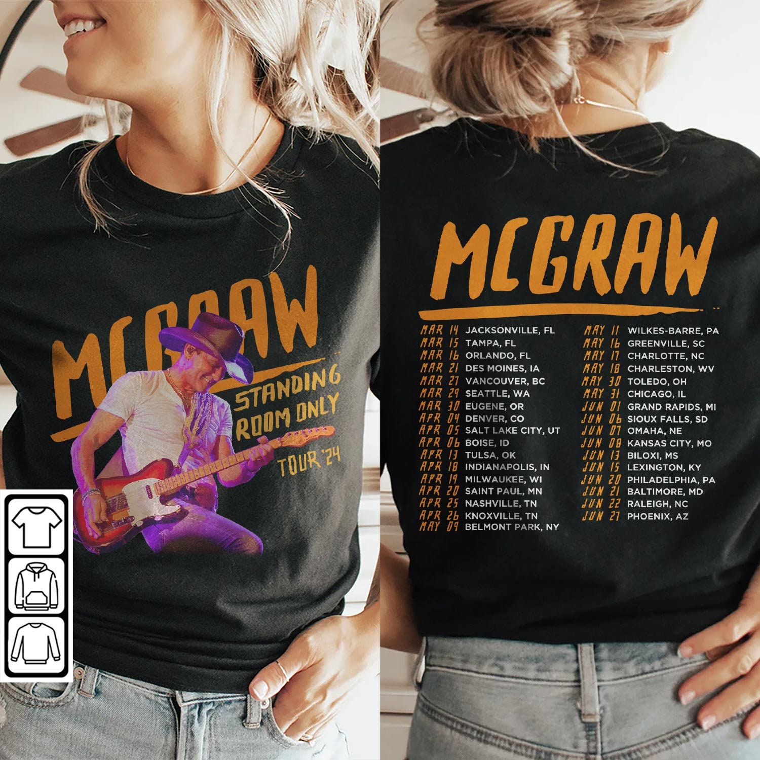 Discover Tim McGraw Music Tour Double Sided Shirt