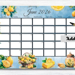 EDITABLE June 2026 Calendar, 2026 June Calendar, 2026 Calendar, Wall Calendar, Printable Calendar, Vacation, School Planner, School Calendar