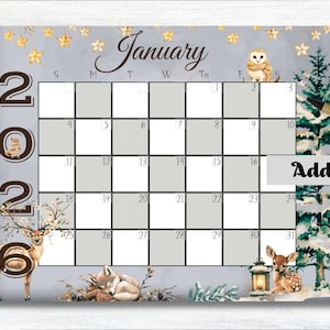 EDITIERBARER Januar 2026 Kalender, Schulkalender, druckbarer Kalender, 2026 Januar, Monatskalender, Digitaler Kalender, Schulplaner