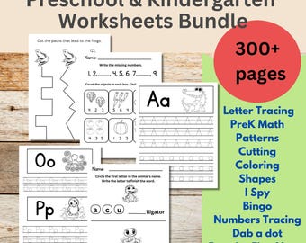 Summer School, Preschool Kindergarten Worksheets, Kindergarten Preparation, Homeschool, Tracing, Learning Games, Alphabet Tracing, Bundle