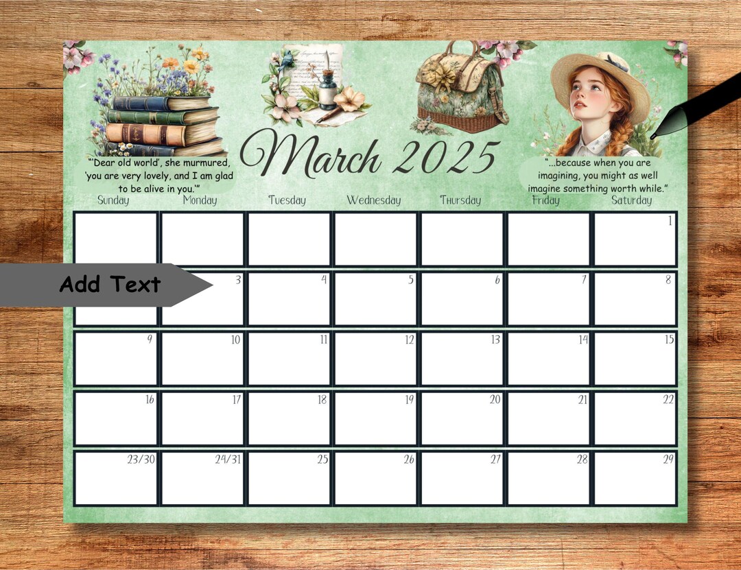 EDITABLE, March 2025 Calendar, 2025 March, Wall Calendar, School