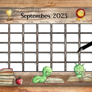 EDITABLE, September 2025 Calendar, 2025 September Calendar, Watercolor Calendar, Printable Calendar, School Planner, Back to School, Digital
