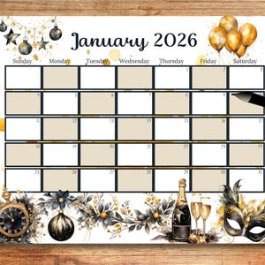 EDITIERBARER Januar 2026 Kalender, Schulkalender, druckbarer Kalender, 2026 Januar, Monatskalender, Digitaler Kalender, Schulplaner