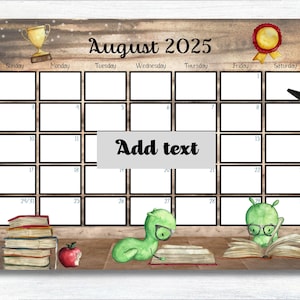 EDITABLE, August 2025 Calendar, 2025 August Calendar, Wall Calendar, Printable Calendar, School Planner, Back to School, Digital Calendar
