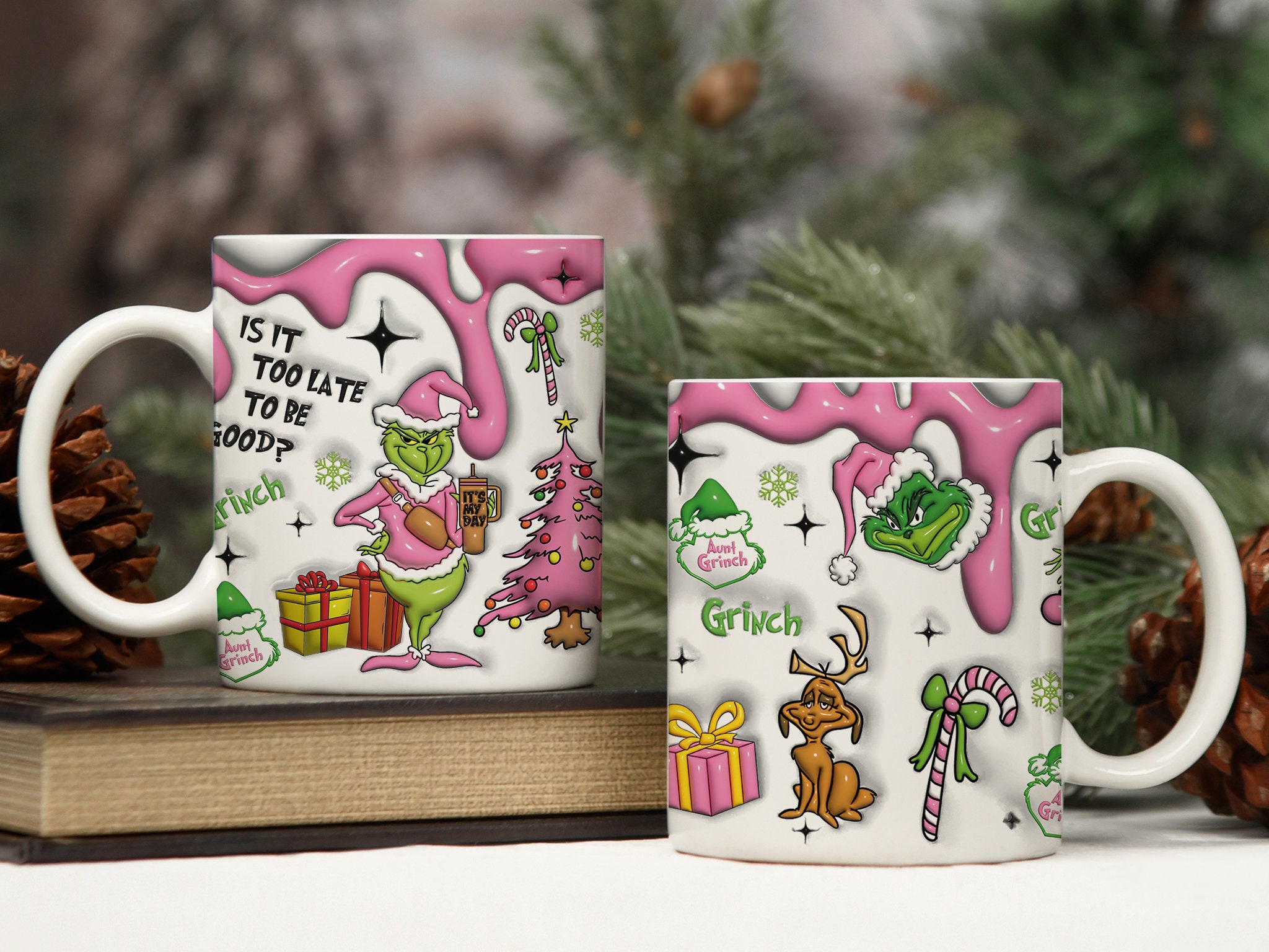 Ship from China RTS the grinch cups with green handle 25pcs - GGblanks