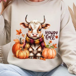 Retro Fall Cow Sweatshirt: Howdy Western Crewneck