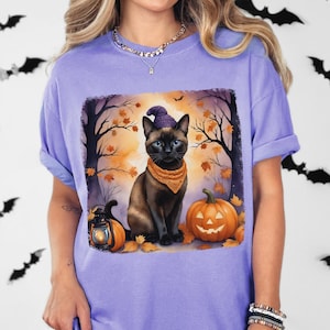 Cat Halloween T-Shirt: Comfort Colors Garment-Dyed Tee for Pet Lovers