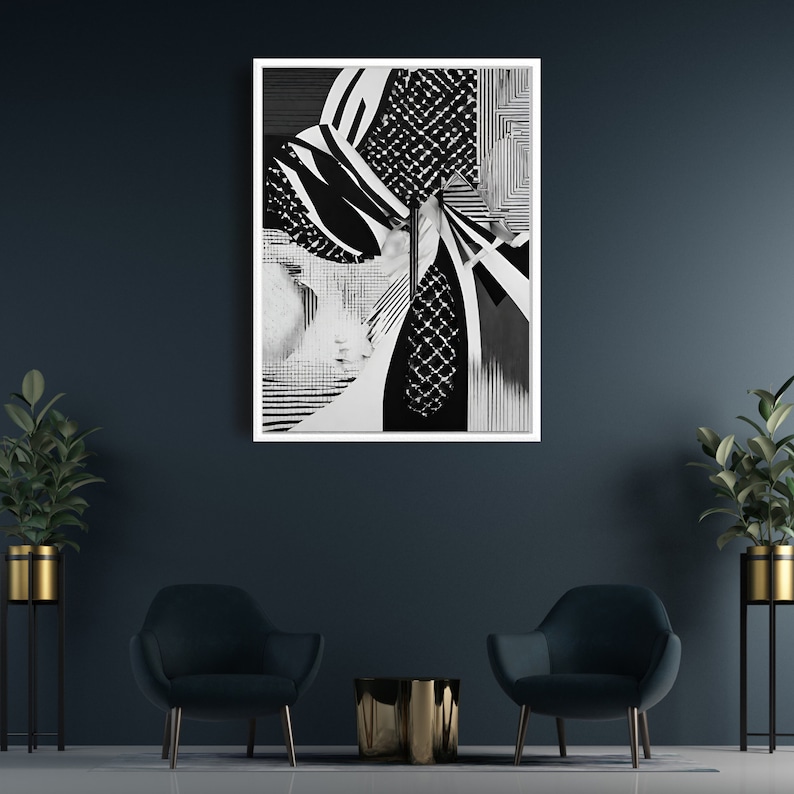 Black and White Wall Art SVG, Printable Wall Decor SVG, Digital White