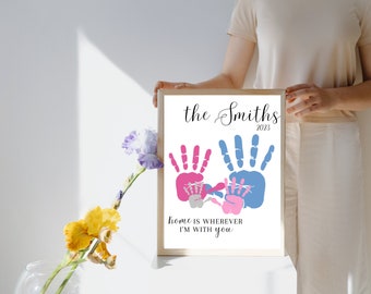 Family Handprint Craft, Mom Birthday Handprint, DIY Gift from Grandkids, Kids, Siblings, Toddler, Baby, Infant