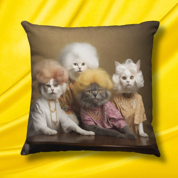 Cute and Funny Decor Cat Lovers Funny Gifts Cat Print Throw Pillow The Golden Girls Cat Lady Gift