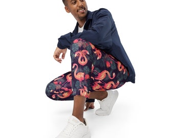 Flamingo Paradise Unisex Joggers - Tropical Print Sweatpants for Men and Women