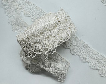 Milky white Lace Trim, Junk Journal Slow Stitch Scrapbooking Trim. DIY accessory. Craft supply