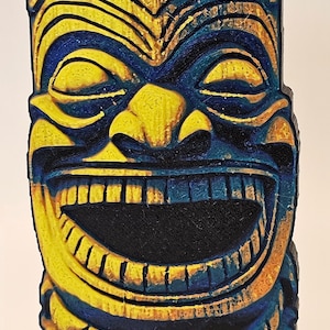 Tiki Bottle Opener, Magnetic, Yellow and Blue