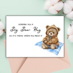 Carte de sympathie à imprimer Big Bear Hugs pour enfants ou adultes