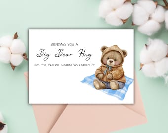 Tarjeta de condolencias imprimible "Abrazos de oso" para niños y adultos