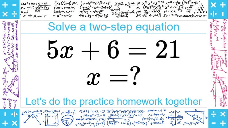 Algebra Worksheets With Video Walkthrough – Two-step Equations ...