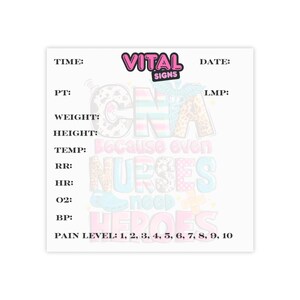CNA-stickers verpleegkundige, vitale functies schattig briefpapier voor helden in de gezondheidszorg, medische geschenken, verplegingsbenodigdheden, gepersonaliseerde notities, bureau