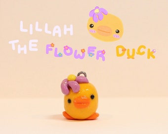 Lillah the Flower Duck | polyester clay charm