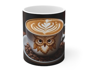 Fancy Latte Owl Mug 11oz