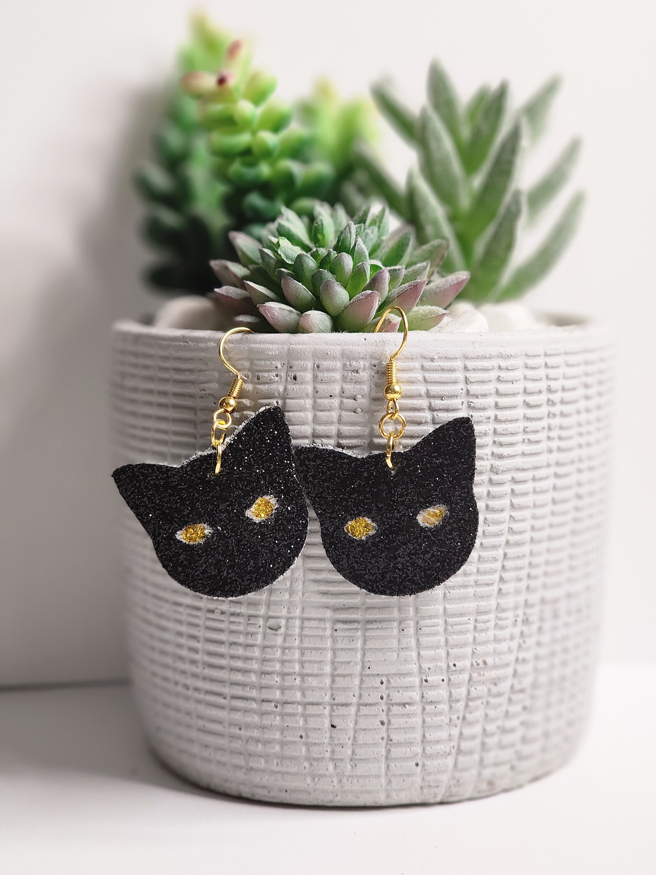 Halloween Cat FAUX Leather Earringsclearance Etsy
