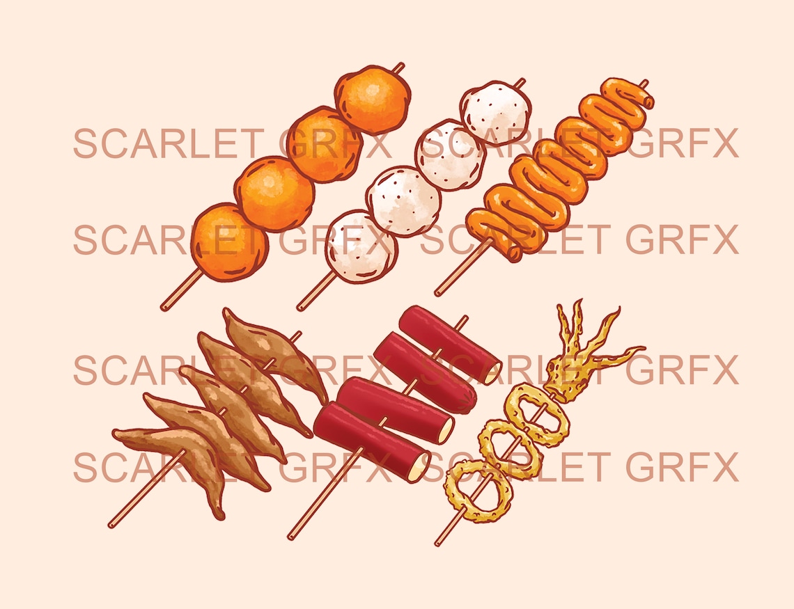 Filipino Street Food Cliparts in PNG Digital Download Illustrations