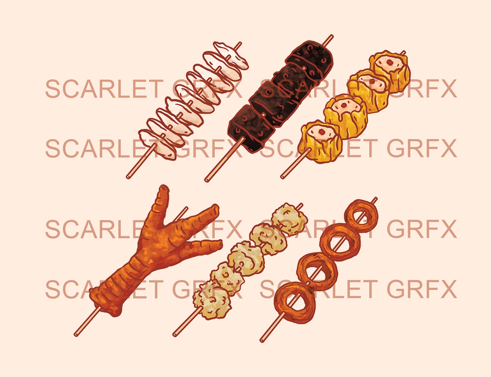 Filipino Street Food Cliparts in PNG Digital Download Illustrations