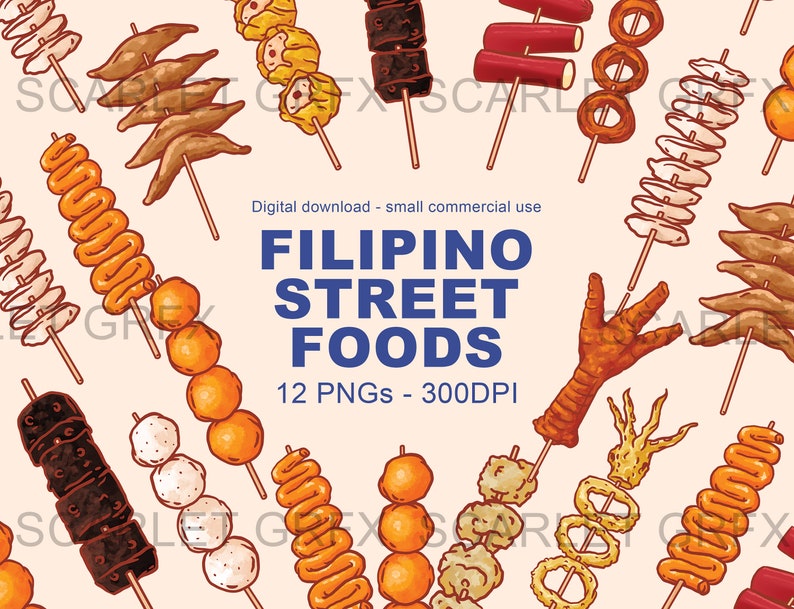 Filipino Street Food Cliparts in PNG Digital Download Illustrations